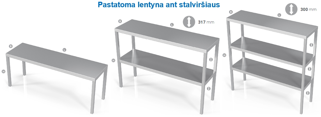 Nerūdijančio plieno pastatoma lentyna